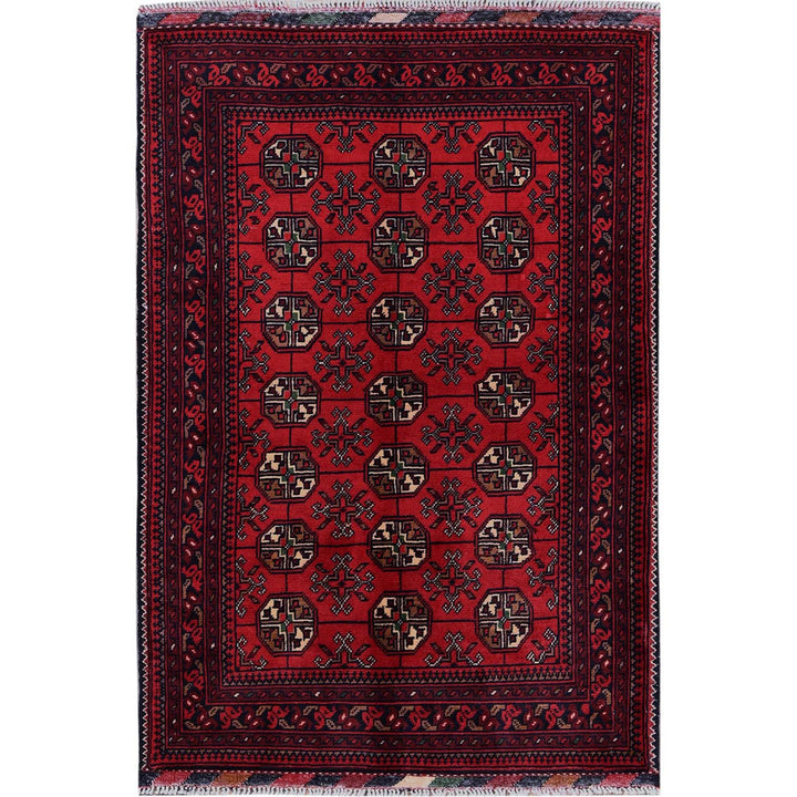 2'9" x 3'11" New Hand Knotted Red Wool Rectangle Oriental Rug - MOA102703