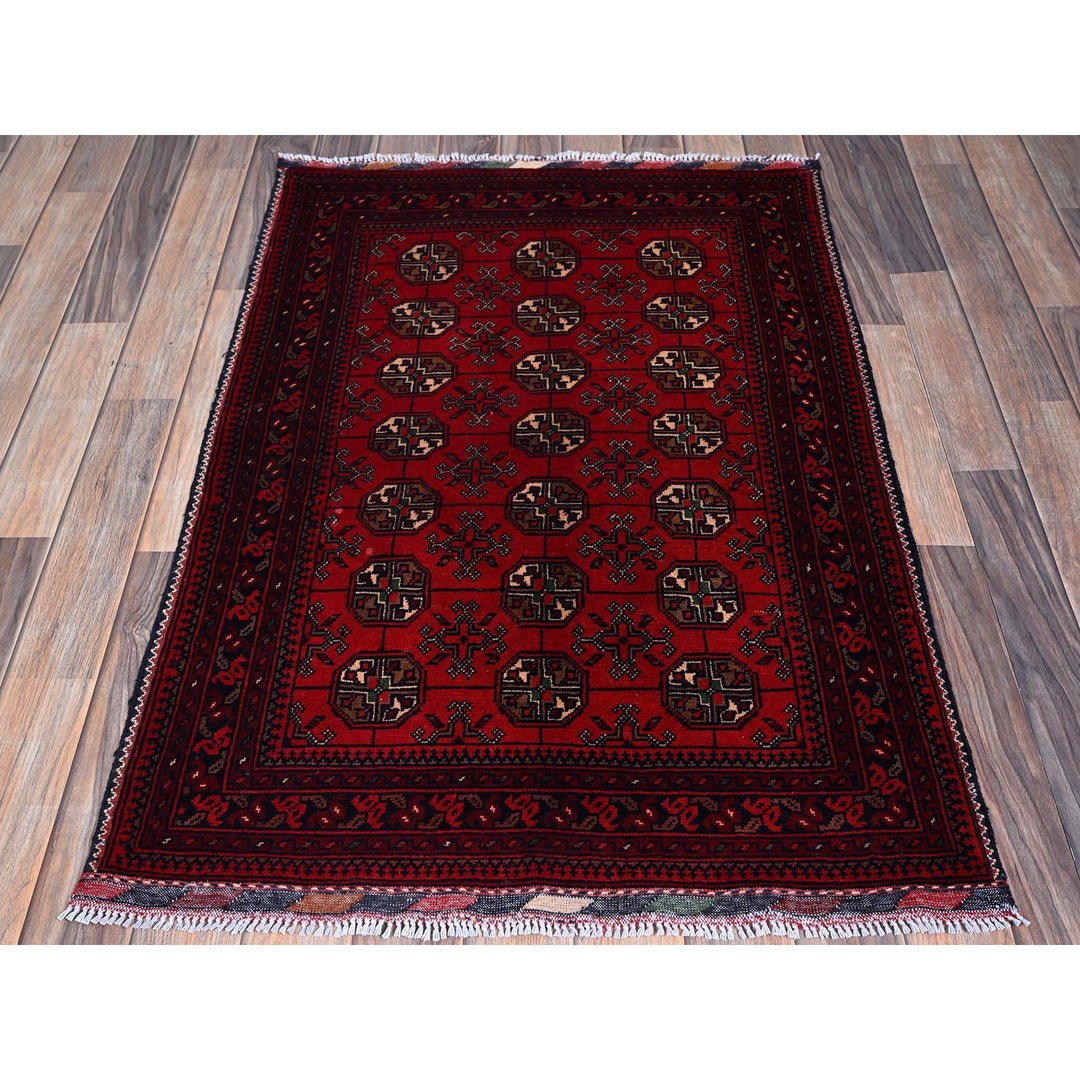 2'9" x 3'11" New Hand Knotted Red Wool Rectangle Oriental Rug - MOA102703