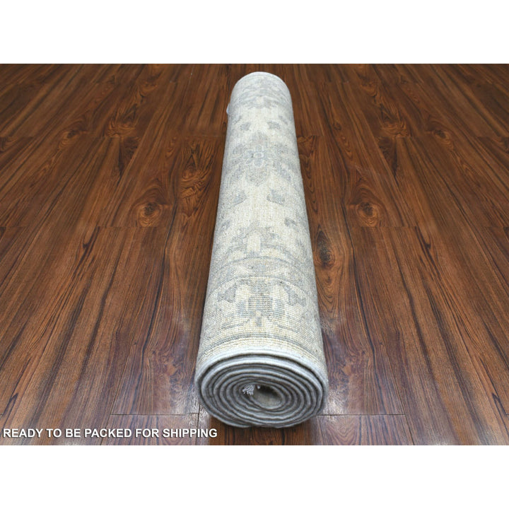 3'3" x 9'8" New Hand Knotted Ivory Wool Runner Oriental Rug - MOA10270405