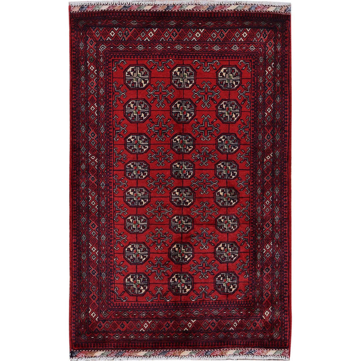 2'7" x 4'0" New Hand Knotted Red Wool Rectangle Oriental Rug - MOA102704