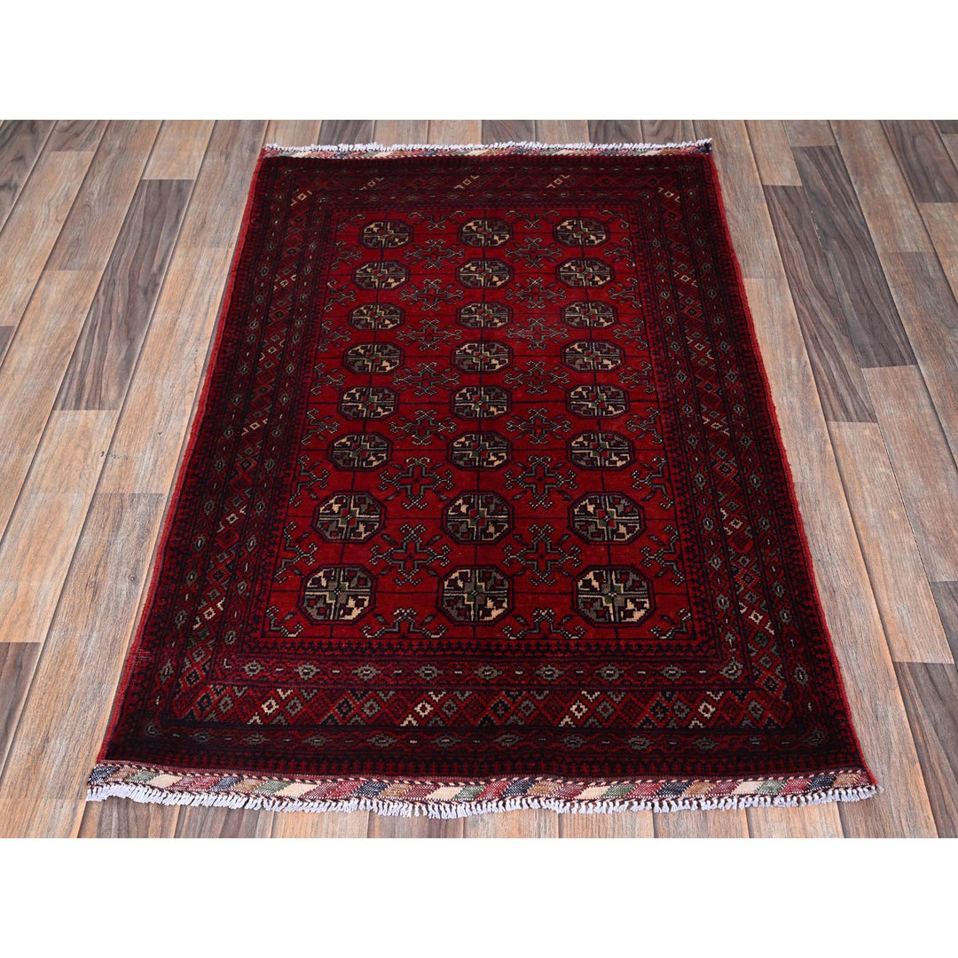 2'7" x 4'0" New Hand Knotted Red Wool Rectangle Oriental Rug - MOA102704