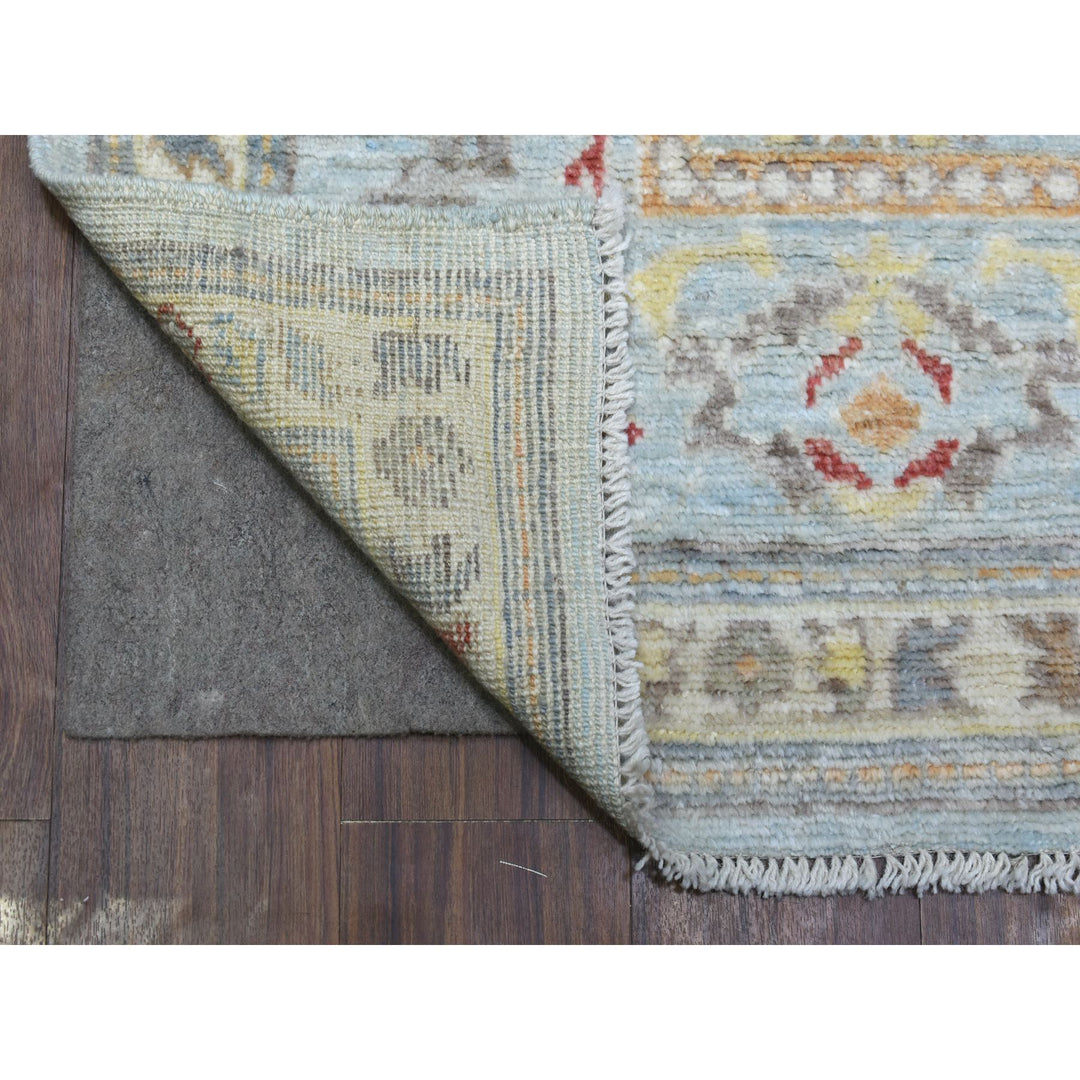 6'2" x 9'5" New Hand Knotted Blue Wool Rectangle Oriental Rug - MOA10270516