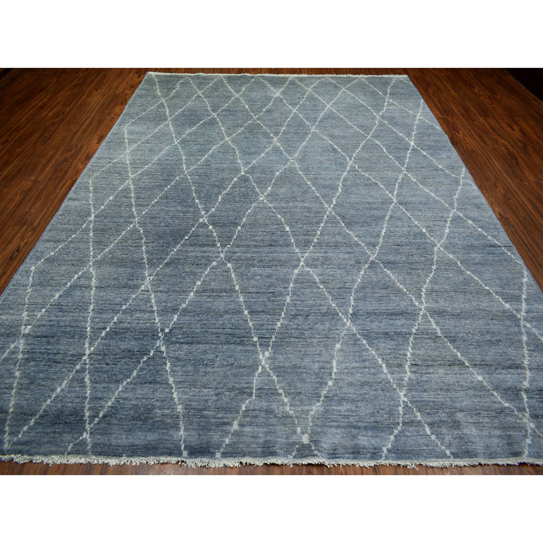 8'6" x 11'6" New Hand Knotted Grey Wool Rectangle Oriental Rug - MOA10270596