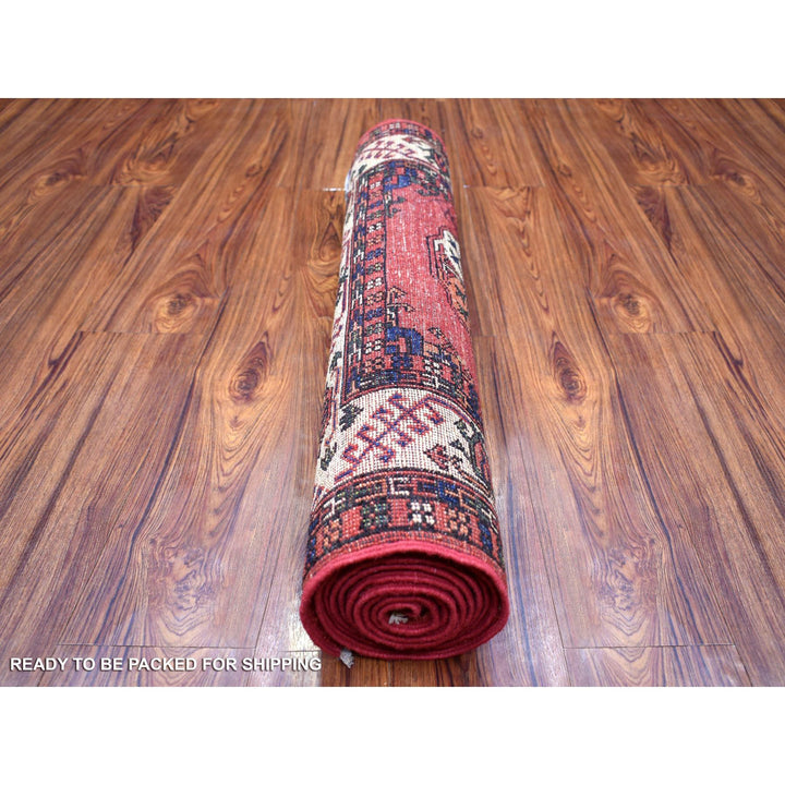 2'9" x 9'10" New Hand Knotted Red Wool Runner Oriental Rug - MOA10270613