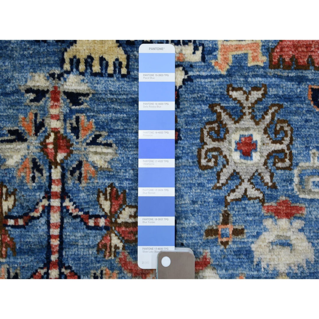 4'4" x 11'8" New Hand Knotted Blue Wool Runner Oriental Rug - MOA10270638