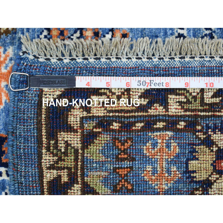 4'4" x 11'8" New Hand Knotted Blue Wool Runner Oriental Rug - MOA10270638