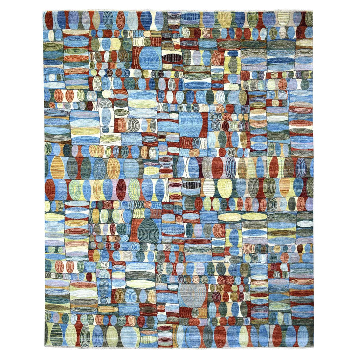 8'0" x 9'9" New Hand Knotted Multicolored Wool Rectangle Oriental Rug - MOA10270694