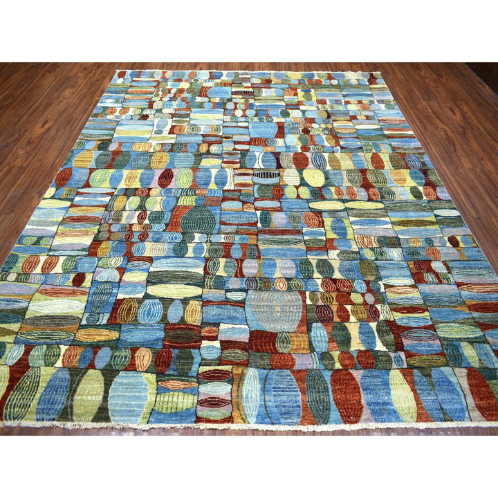 8'0" x 9'9" New Hand Knotted Multicolored Wool Rectangle Oriental Rug - MOA10270694