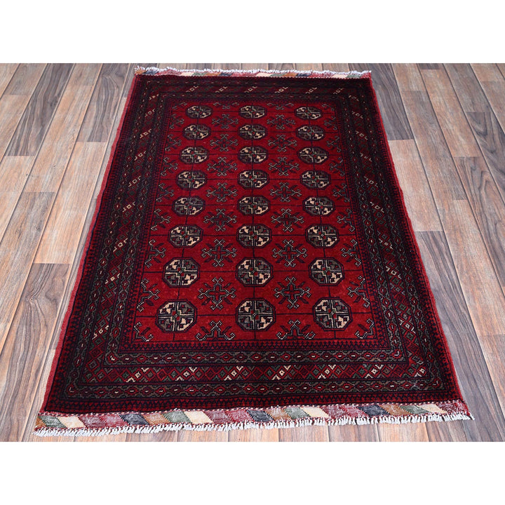 2'9" x 4'1" New Hand Knotted Red Wool Rectangle Oriental Rug - MOA102706