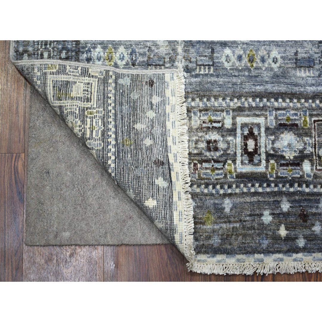 5'0" x 6'6" New Hand Knotted Grey Wool Rectangle Oriental Rug - MOA10270701