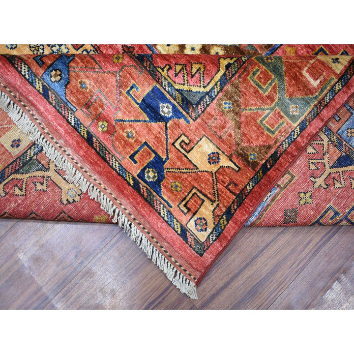 8'8" x 11'7" New Hand Knotted Red Wool Rectangle Oriental Rug - MOA10270709