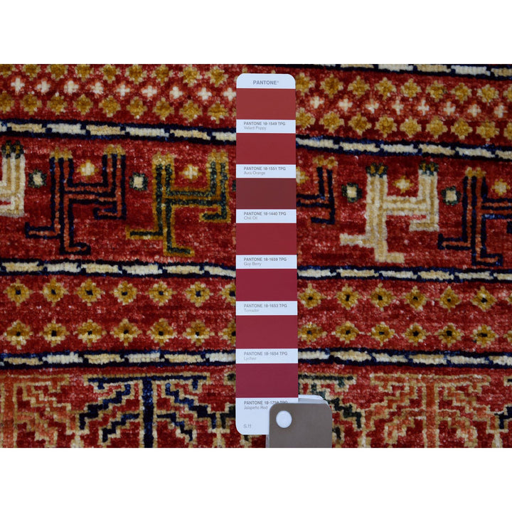 2'8" x 9'4" New Hand Knotted Red Wool Runner Oriental Rug - MOA10270741