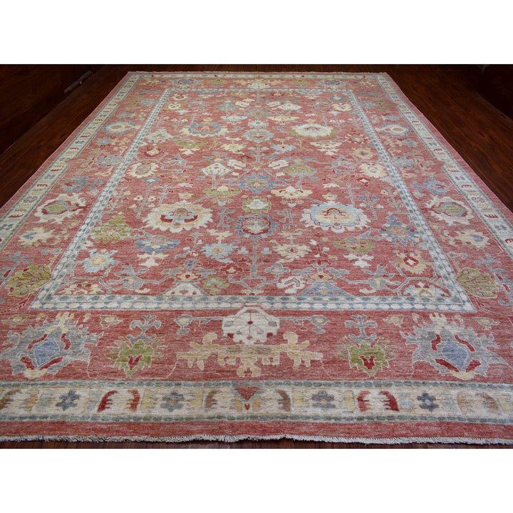 12'0" x 16'0" New Hand Knotted Red Wool Rectangle Oriental Rug - MOA10270751