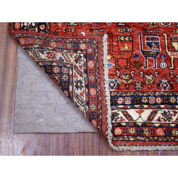 3'7" x 4'9" New Hand Knotted Red Wool Rectangle Oriental Rug - MOA10270780