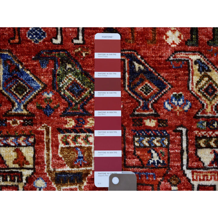 3'7" x 4'9" New Hand Knotted Red Wool Rectangle Oriental Rug - MOA10270780