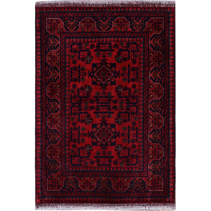 2'9" x 3'10" New Hand Knotted Red Wool Rectangle Oriental Rug - MOA102707