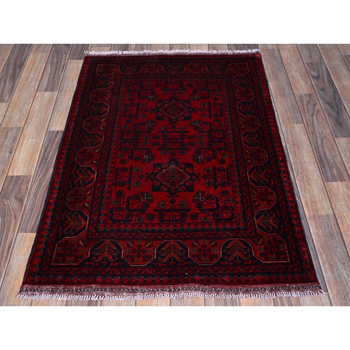 2'9" x 3'10" New Hand Knotted Red Wool Rectangle Oriental Rug - MOA102707