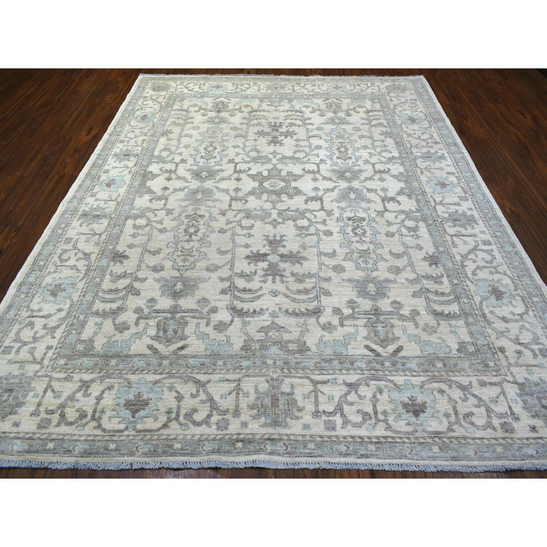 8'1" x 10'0" New Hand Knotted Ivory Wool Rectangle Oriental Rug - MOA10270860