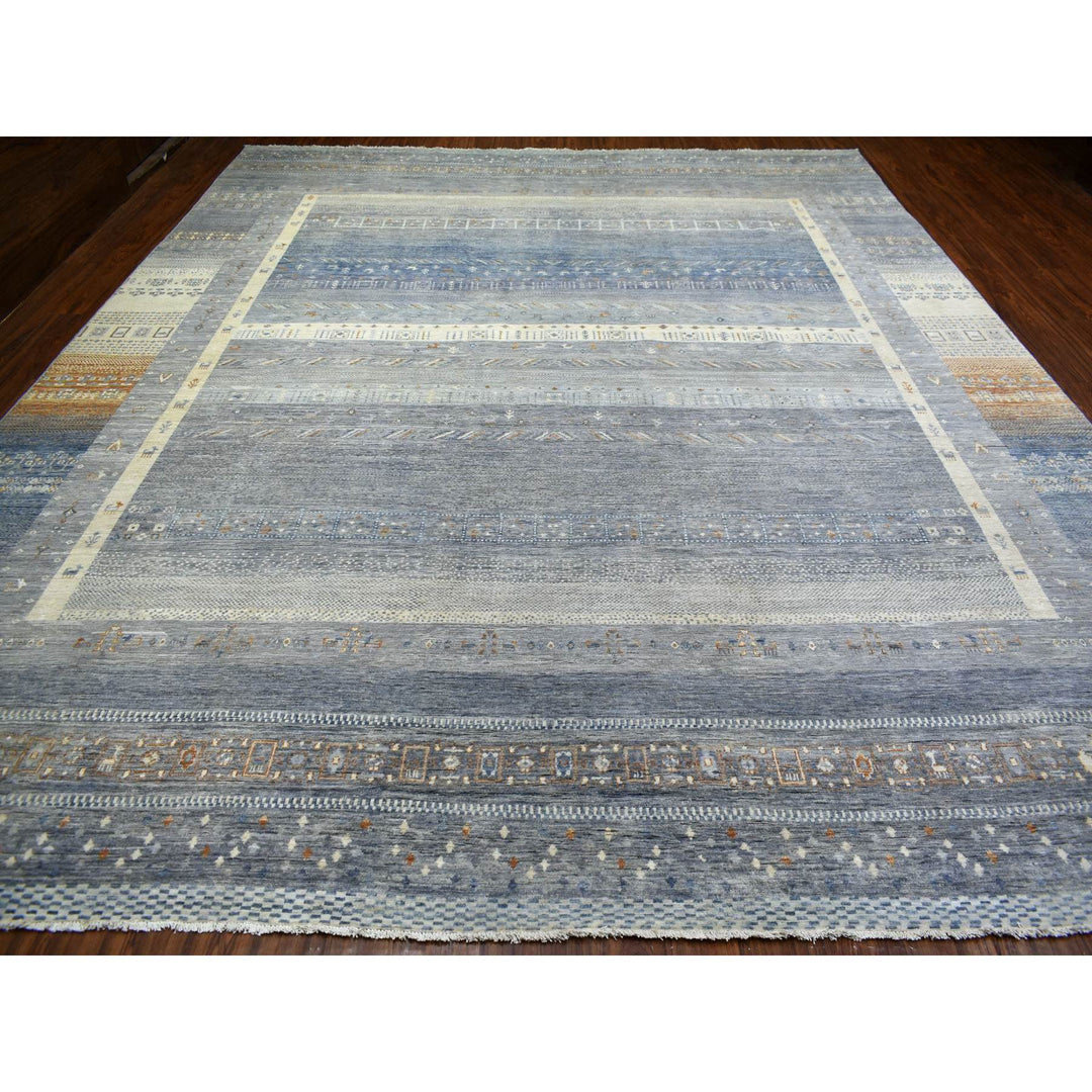 11'8" x 14'0" New Hand Knotted Grey Wool Rectangle Oriental Rug - MOA10270873