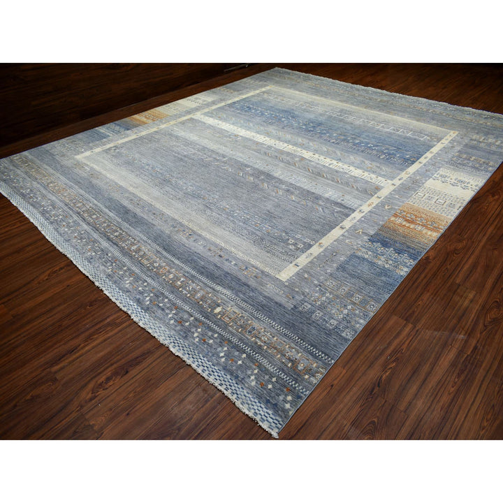 11'8" x 14'0" New Hand Knotted Grey Wool Rectangle Oriental Rug - MOA10270873