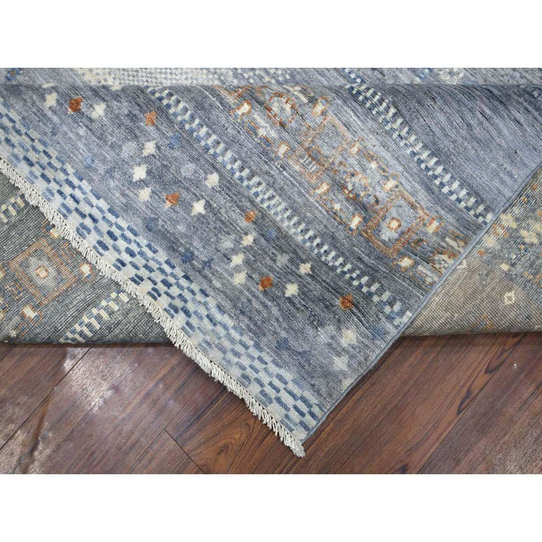 11'8" x 14'0" New Hand Knotted Grey Wool Rectangle Oriental Rug - MOA10270873