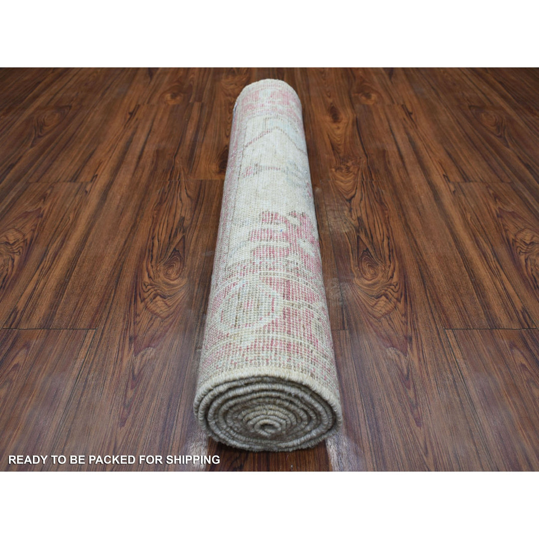 2'9" x 12'3" New Hand Knotted Ivory Wool Runner Oriental Rug - MOA10270890