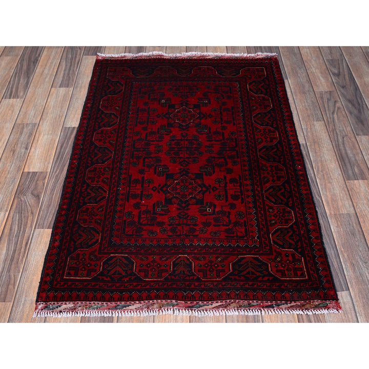 2'9" x 3'10" New Hand Knotted Red Wool Rectangle Oriental Rug - MOA102708
