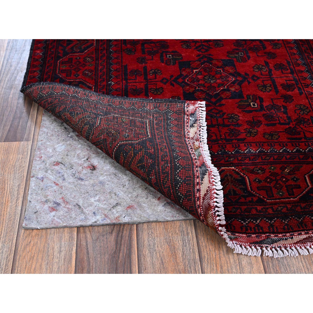 2'9" x 3'10" New Hand Knotted Red Wool Rectangle Oriental Rug - MOA102708