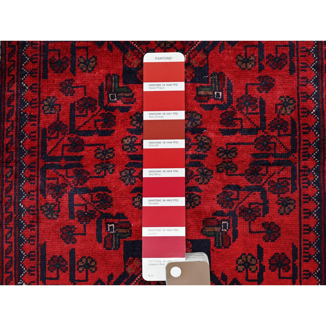 2'9" x 3'10" New Hand Knotted Red Wool Rectangle Oriental Rug - MOA102708