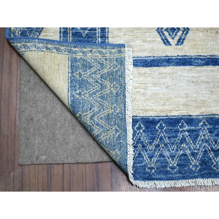 5'10" x 8'9" New Hand Knotted Blue Wool Rectangle Oriental Rug - MOA10270934