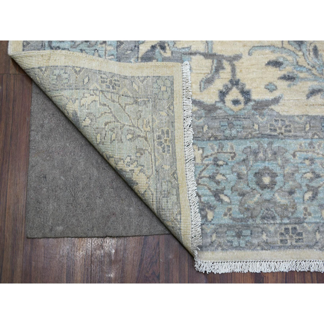 6'2" x 8'9" New Hand Knotted Ivory Wool Rectangle Oriental Rug - MOA10270943