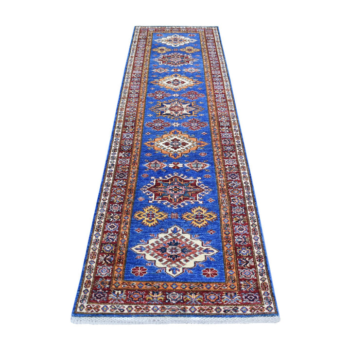 2'8" x 9'6" New Hand Knotted Blue Wool Runner Oriental Rug - MOA10270966