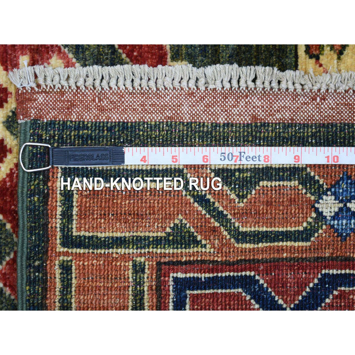 4'0" x 9'8" New Hand Knotted Green Wool Runner Oriental Rug - MOA10270993