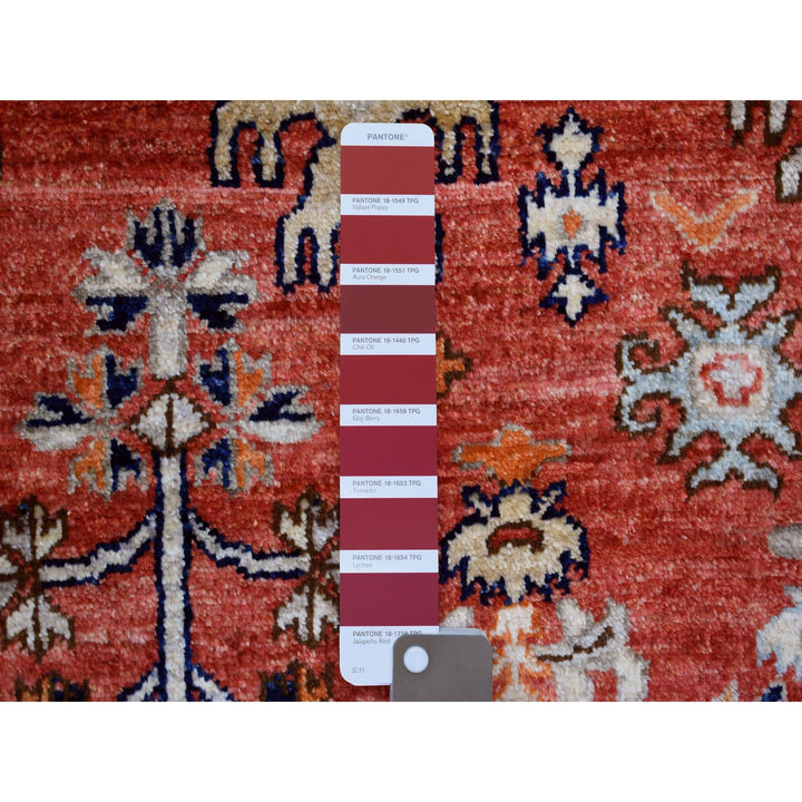 4'0" x 9'7" New Hand Knotted Red Wool Runner Oriental Rug - MOA10270994