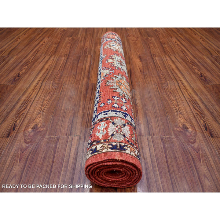 4'0" x 9'7" New Hand Knotted Red Wool Runner Oriental Rug - MOA10270994