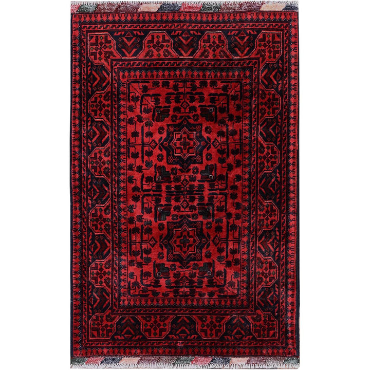 2'8" x 4'0" New Hand Knotted Red Wool Rectangle Oriental Rug - MOA102709