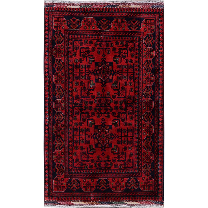 2'7" x 4'2" New Hand Knotted Red Wool Rectangle Oriental Rug - MOA102710