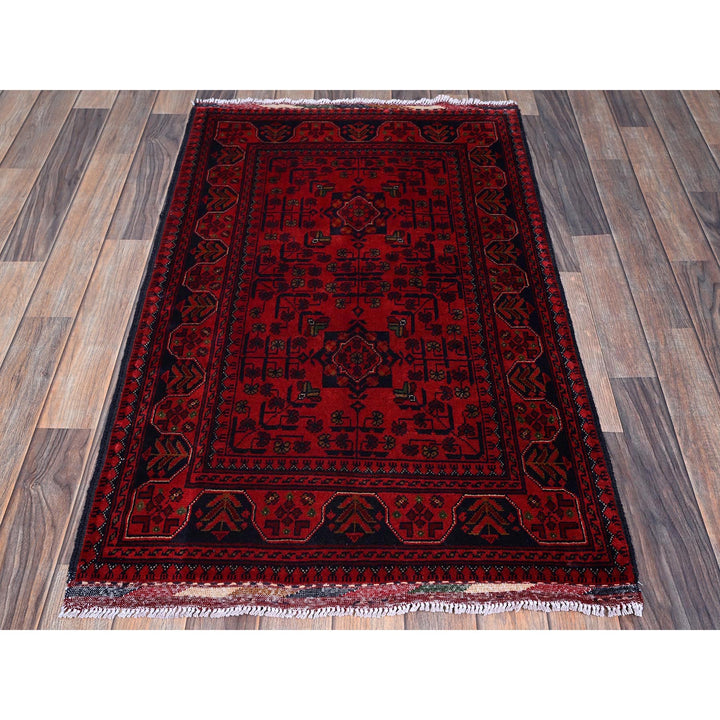 2'7" x 4'2" New Hand Knotted Red Wool Rectangle Oriental Rug - MOA102710