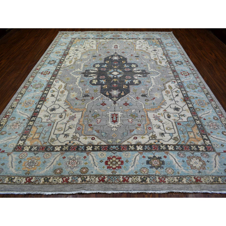 9'2" x 12'0" New Hand Knotted Grey Wool Rectangle Oriental Rug - MOA10271132