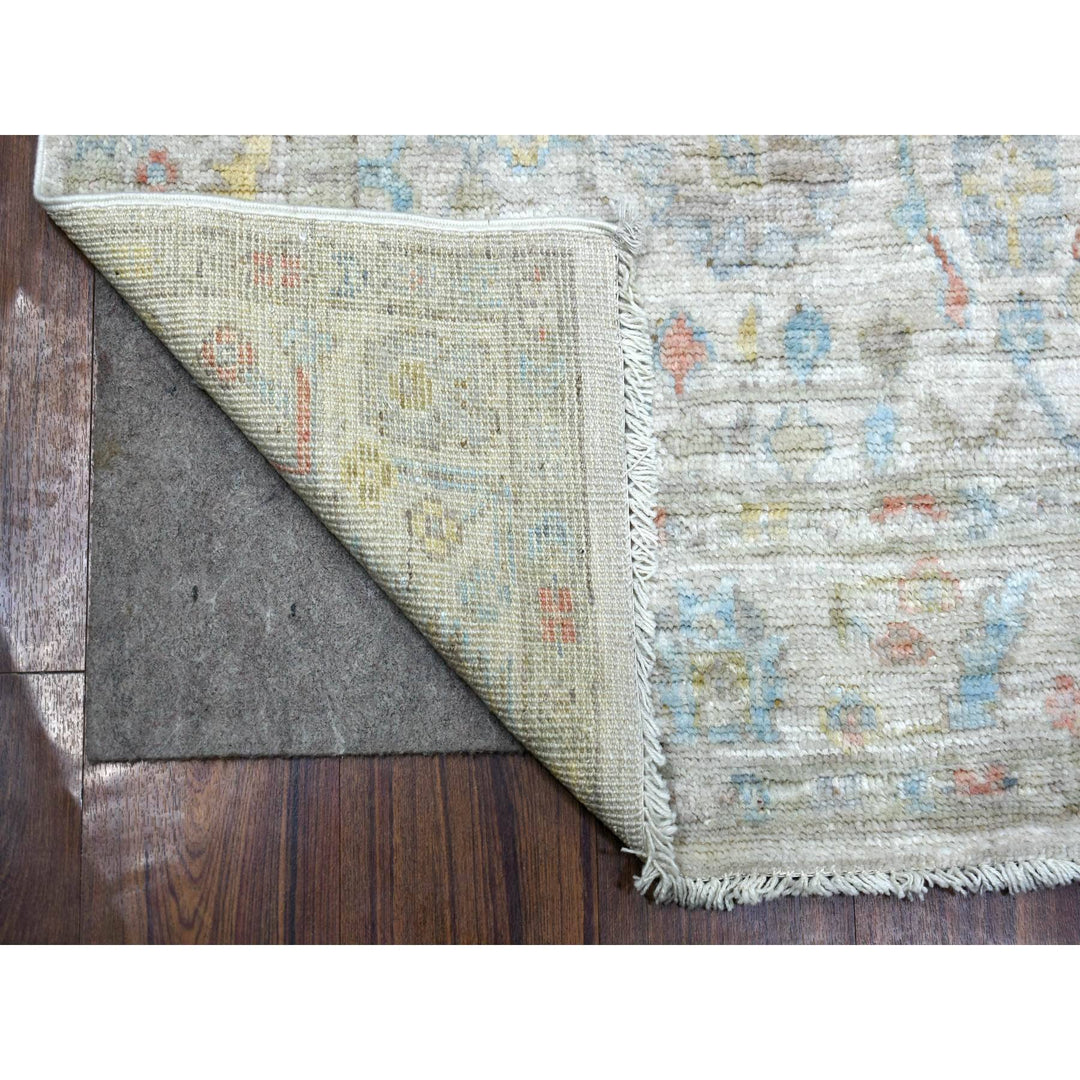 3'9" x 11'2" New Hand Knotted Grey Wool Runner Oriental Rug - MOA10271161