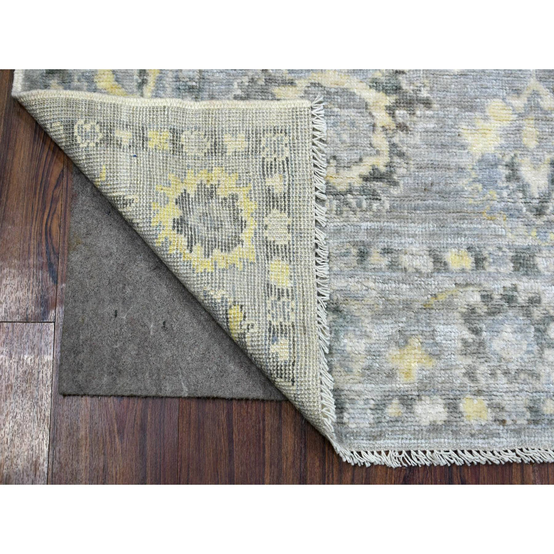 4'1" x 6'0" New Hand Knotted Grey Wool Rectangle Oriental Rug - MOA10271191