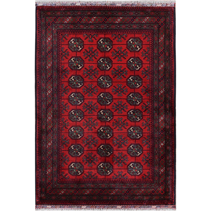 2'9" x 4'4" New Hand Knotted Red Wool Rectangle Oriental Rug - MOA102711