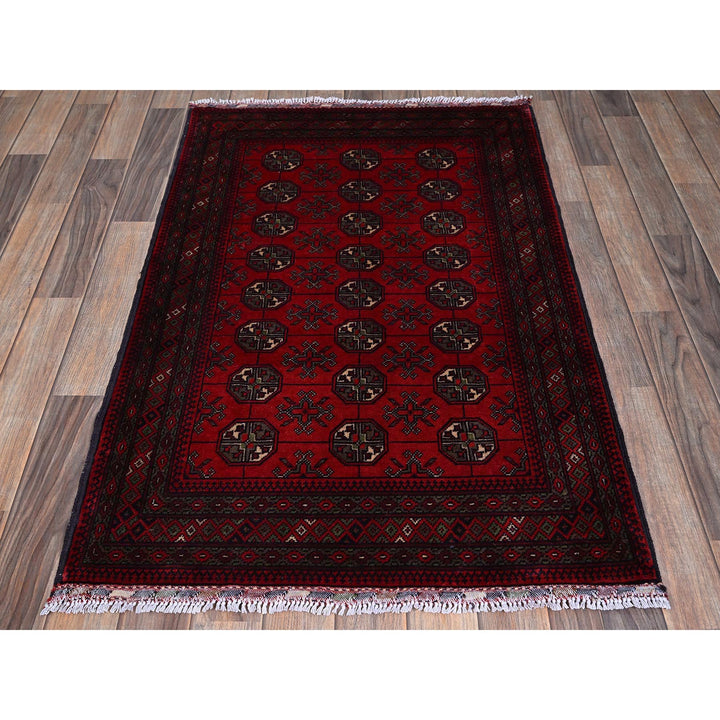 2'9" x 4'4" New Hand Knotted Red Wool Rectangle Oriental Rug - MOA102711