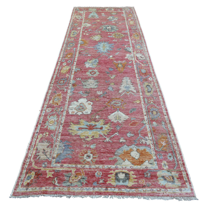 4'0" x 11'10" New Hand Knotted Pink Wool Runner Oriental Rug - MOA10271213