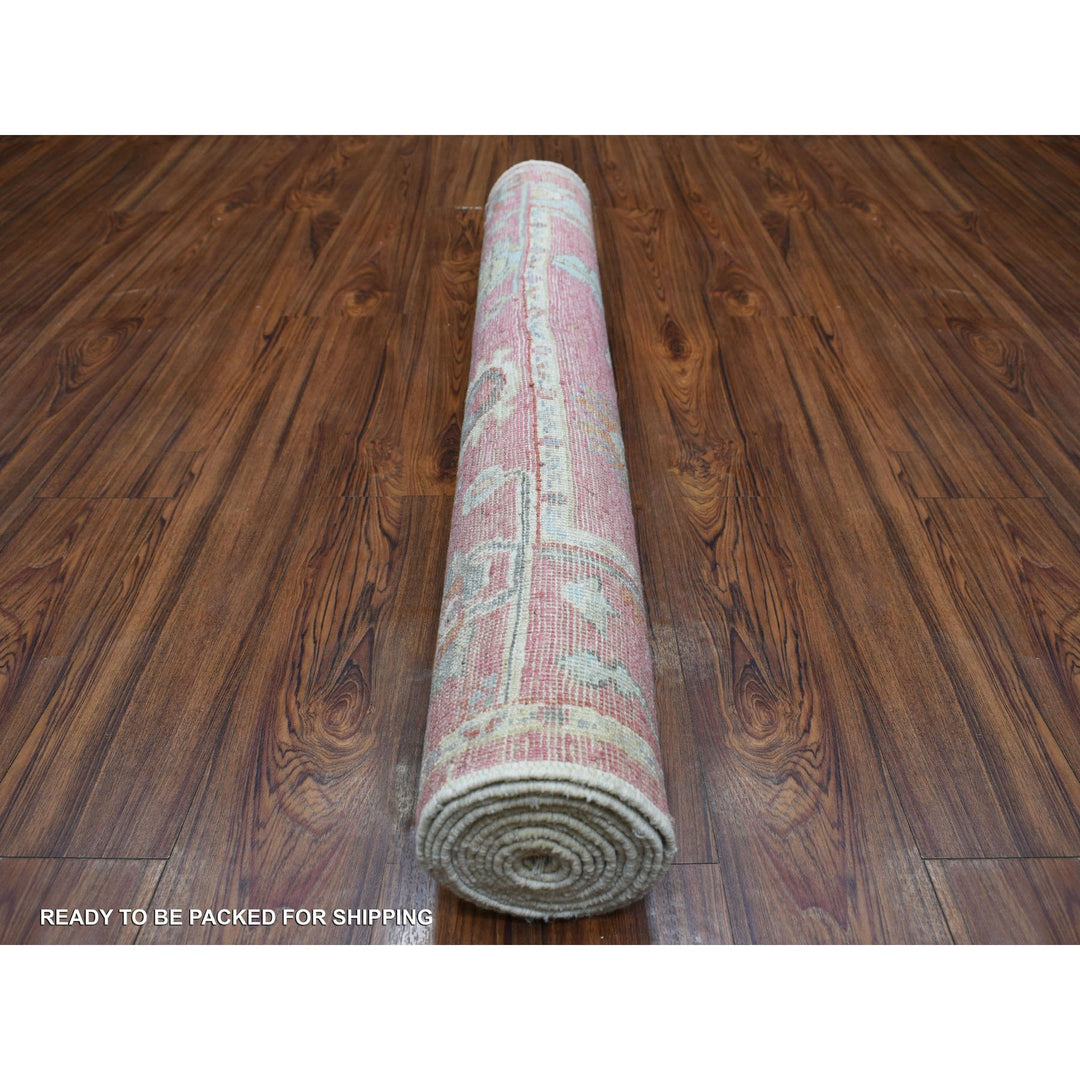 4'0" x 11'10" New Hand Knotted Pink Wool Runner Oriental Rug - MOA10271213