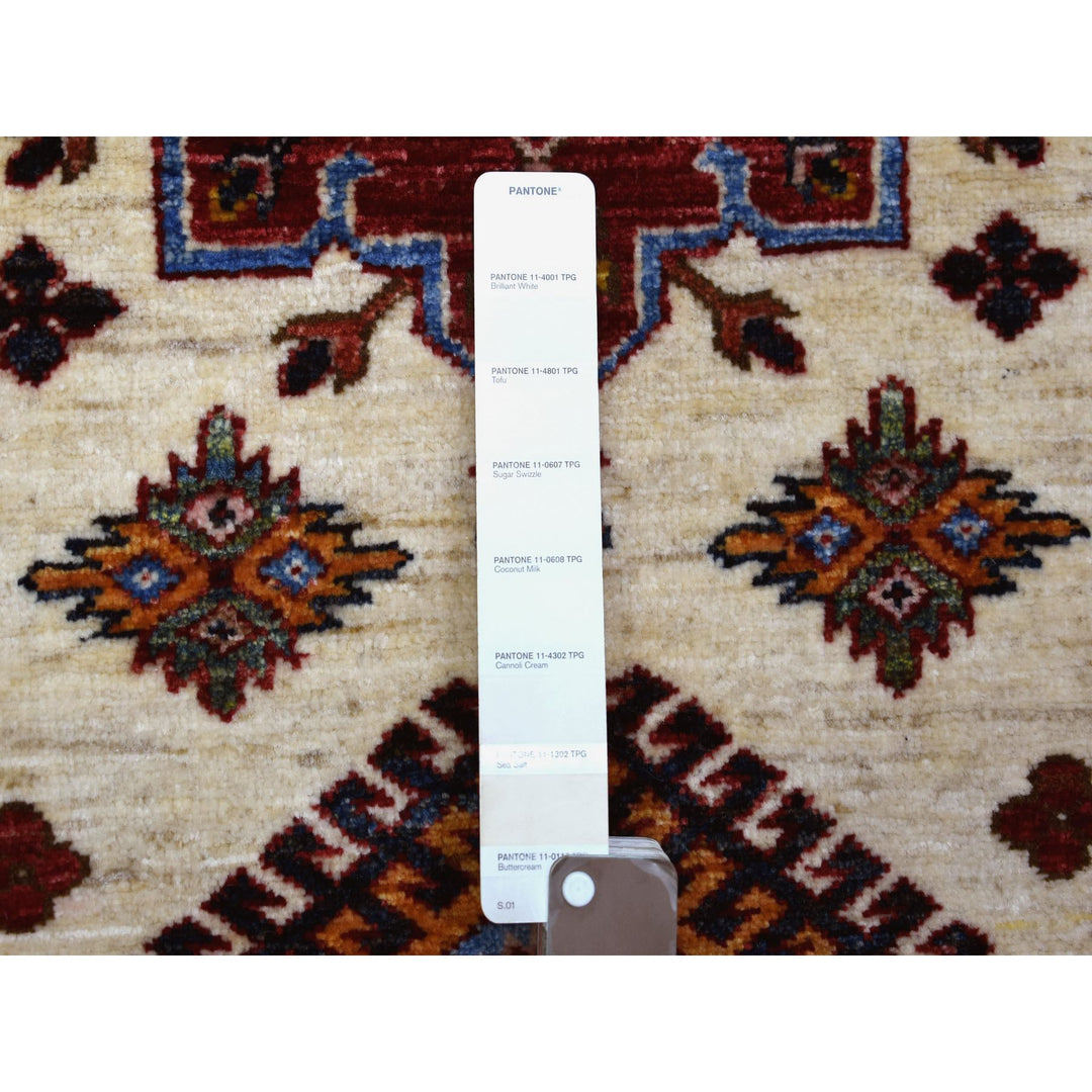 2'8" x 9'4" New Hand Knotted Ivory Wool Runner Oriental Rug - MOA10271217