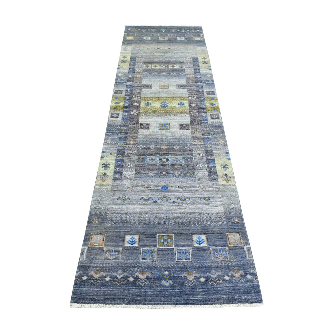 2'7" x 9'8" New Hand Knotted Grey Wool Runner Oriental Rug - MOA10271251