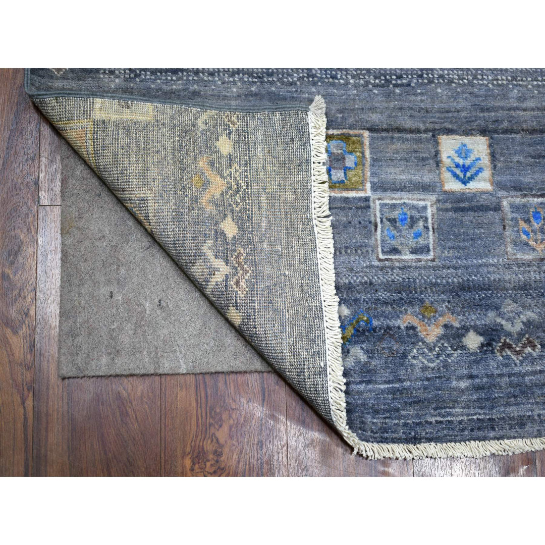 2'7" x 9'8" New Hand Knotted Grey Wool Runner Oriental Rug - MOA10271251