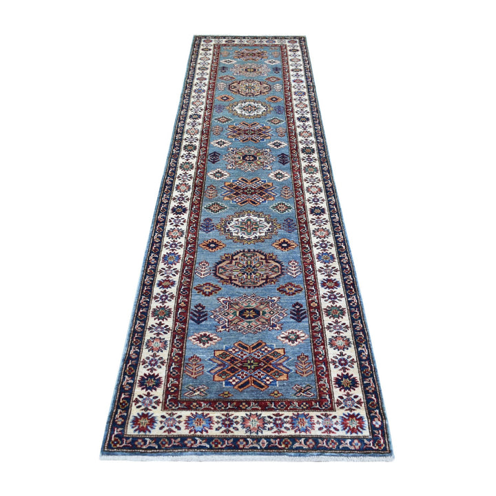 2'7" x 9'10" New Hand Knotted Blue Wool Runner Oriental Rug - MOA10271291