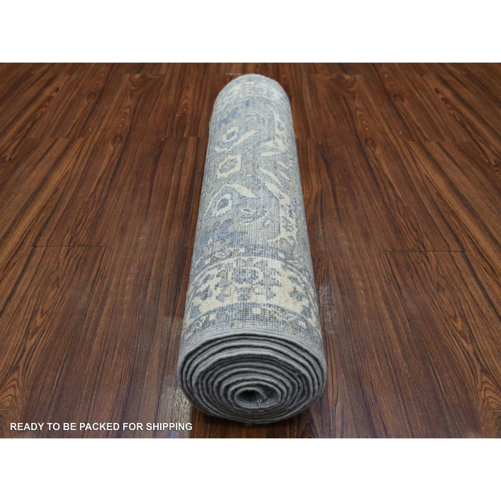 2'7" x 13'1" New Hand Knotted Grey Wool Runner Oriental Rug - MOA10271304